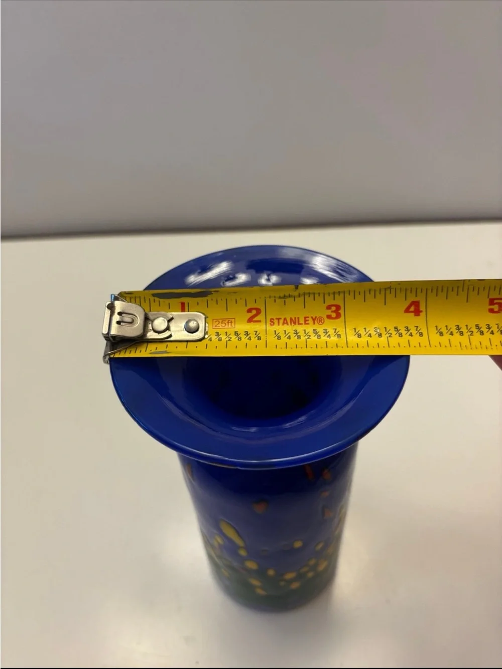 Mad art studio 2002 cobalt blue glass vase with multicolored speckle